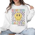 Kindergarten Teacher Team Hippie Smile Face Back To School Women Crewneck Sweatshirt, trending gift Kindergarten Teacher Team Hippie Smile Face Back To School Women Crewneck Sweatshirt, trending gift