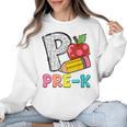 P Is For Pre-K Teacher Pencil Apple Back To School Women Crewneck Sweatshirt, trending gift P Is For Pre-K Teacher Pencil Apple Back To School Women Crewneck Sweatshirt, trending gift
