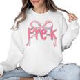 Preppy Pre k Back To School Pre-k Teachers Girls Cute Bow Women Crewneck Sweatshirt, trending gift