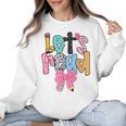 Lets Read Reading Teacher Back To School Literacy Pencil Bow Women Crewneck Sweatshirt, trending gift