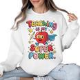 Retro Teaching Is My Superpower Apple Teacher Appreciation Women Crewneck Sweatshirt, trending gift Retro Teaching Is My Superpower Apple Teacher Appreciation Women Crewneck Sweatshirt, trending gift
