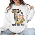 T Is For Teacher’s Aide Back To First Day Of School Leopard Men Women Girls Kids Women Crewneck Sweatshirt, trending gift
