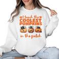 I Teach The Cutest Pumpkins Halloween Teacher Cat Lover Women Crewneck Sweatshirt, trending gift