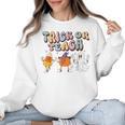 Trick Or Teach Candy Corn Pumpkin Ghost Teacher Women Crewneck Sweatshirt, trending gift