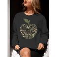 Apple Hearts Teacher Camouflage Clothing School Camo Apple For Men Women Girls Kids Women Crewneck Sweatshirt, funny gift