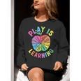 Apple Retro Play Is Learning Kindergarten Teacher Daycare Women Crewneck Sweatshirt, funny gift