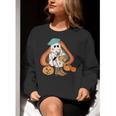 Art Teacher Painting Brushes Retro Pumpkin Ghost Artist Women Crewneck Sweatshirt, funny gift