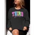 Back To School Neon Checkered Third Grade Colorful Teacher Women Crewneck Sweatshirt, funny gift