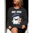 Boo Jour Ghost French Teacher Vintage Teacherlife Groovy Women Crewneck Sweatshirt, Groovy Teacher Sweatshirts, funny gift