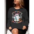 You Can't Scare Me I'm A Teacher Ghost Happy Halloween Women Crewneck Sweatshirt, funny gift