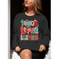Christmas Coquette Bow Teacher Teach Love Inspire Women Crewneck Sweatshirt, funny gift Christmas Coquette Bow Teacher Teach Love Inspire Women Crewneck Sweatshirt, funny gift
