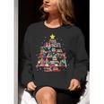 Christmas Library Tree Love Reading Books Nerd Teacher Women Crewneck Sweatshirt, funny gift