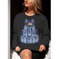 Coquette Bow Book Tree Merry Christmas Xmas Teacher Holiday Women Crewneck Sweatshirt, funny gift
