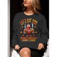 Eat Kids Punctuation Saves Lives Thanksgiving Turkey Teacher Women Crewneck Sweatshirt, funny gift