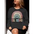 ESL Squad Teacher Crew Team Back To School English Rainbow Women Crewneck Sweatshirt, Esl Teacher Sweatshirts, English Teacher Sweatshirts, funny gift