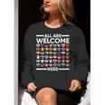 ESL Teacher All Are Welcome Here For Worlds Virtual Teachers Women Crewneck Sweatshirt, Esl Teacher Sweatshirts, funny gift