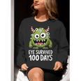 Eye Survived 100 Days Of School Monster Lover Teacher Kids Women Crewneck Sweatshirt, funny gift
