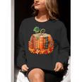 Fall Book Autumn Reading Teacher Halloween Pumpkin Season Women Crewneck Sweatshirt, funny gift