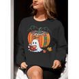 Fall Book Pumpkin Ghost Reading Books Halloween Teacher Women Crewneck Sweatshirt, funny gift Fall Book Pumpkin Ghost Reading Books Halloween Teacher Women Crewneck Sweatshirt, funny gift