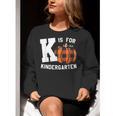 Fall Kindergarten Teacher K Is For Buffalo Plaid Pumpkin Women Crewneck Sweatshirt, funny gift Fall Kindergarten Teacher K Is For Buffalo Plaid Pumpkin Women Crewneck Sweatshirt, funny gift