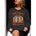 Fall In Love With Learning Book Lover Autumn Pumpkin Teacher Women Crewneck Sweatshirt, funny gift Fall In Love With Learning Book Lover Autumn Pumpkin Teacher Women Crewneck Sweatshirt, funny gift