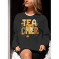 Fall Teacher Pumpkin Coquette Bow Autumn Classroom Women Crewneck Sweatshirt, funny gift