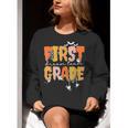 First Grade Dream Retro Team Fall Halloween Spooky Teachers Women Crewneck Sweatshirt, First Grade Teacher Sweatshirts, funny gift
