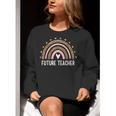 Future Teacher Kids Youth Girls Leopard Rainbow Women Women Crewneck Sweatshirt, Future Teacher Sweatshirts, funny gift