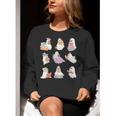 Ghost Book Reading Halloween Books Lover Teacher Kids Women Crewneck Sweatshirt, funny gift