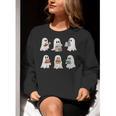 Ghost Reading Books Teacher Halloween Librarian Cute Boook Women Crewneck Sweatshirt, funny gift