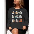 Ghost Reading Teacher Halloween Librarian Book Lover School Women Crewneck Sweatshirt, funny gift Ghost Reading Teacher Halloween Librarian Book Lover School Women Crewneck Sweatshirt, funny gift