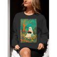 Groovy Ghost Reading Book Cat Halloween Ghost Teacher Women Crewneck Sweatshirt, Groovy Teacher Sweatshirts, funny gift Groovy Ghost Reading Book Cat Halloween Ghost Teacher Women Crewneck Sweatshirt, Groovy Teacher Sweatshirts, funny gift