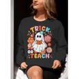 Groovy Halloween Trick Or Teach Retro Floral Ghost Teacher For Men Women Kids Women Crewneck Sweatshirt, Groovy Teacher Sweatshirts, funny gift Groovy Halloween Trick Or Teach Retro Floral Ghost Teacher For Men Women Kids Women Crewneck Sweatshirt, Groovy Teacher Sweatshirts, funny gift