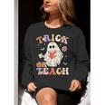 Groovy Halloween Trick Or Teach Retro Floral Ghost Teacher Women Crewneck Sweatshirt, Groovy Teacher Sweatshirts, funny gift Groovy Halloween Trick Or Teach Retro Floral Ghost Teacher Women Crewneck Sweatshirt, Groovy Teacher Sweatshirts, funny gift