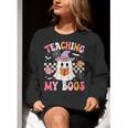 Groovy Teaching My Boos Teacher Ghost Halloween Teacher Women Crewneck Sweatshirt, Groovy Teacher Sweatshirts, funny gift Groovy Teaching My Boos Teacher Ghost Halloween Teacher Women Crewneck Sweatshirt, Groovy Teacher Sweatshirts, funny gift