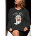 Halloween Cute Ghost Book Reading Teacher Women Crewneck Sweatshirt, funny gift
