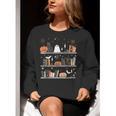 Halloween Library Ghost Books Teacher Spooky Trick Or Teach Women Crewneck Sweatshirt, funny gift Halloween Library Ghost Books Teacher Spooky Trick Or Teach Women Crewneck Sweatshirt, funny gift