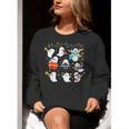 Halloween Music Teacher Ghost Playing Musical Instruments Women Crewneck Sweatshirt, funny gift