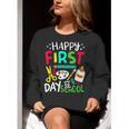 Happy First Day Of School Teacher Back To School Student Women Crewneck Sweatshirt, funny gift