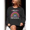 Hello Preschool Teacher Student Girls Rainbow Back To School Women Crewneck Sweatshirt, funny gift