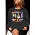 Inclusion Isn't Scary Ghost Halloween SLP Sped Teacher Women Crewneck Sweatshirt, funny gift Inclusion Isn't Scary Ghost Halloween SLP Sped Teacher Women Crewneck Sweatshirt, funny gift