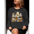 Inclusion Isn't Scary Mummy Boo Ghost Halloween SLP Teacher Women Crewneck Sweatshirt, funny gift
