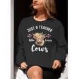 Just A Teacher Who Loves Cows Shirt Cute Highland Cow Women Crewneck Sweatshirt, funny gift