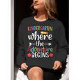 Kindergarten Where The Adventure Begins Shirt Children's Teacher Women Crewneck Sweatshirt, funny gift