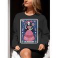 La Maestra Halloween Mexican Bingo Card Teacher Lottery Card Women Crewneck Sweatshirt, funny gift