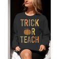 Leopard Trick Or Teach Halloween Teacher Costume Women Women Crewneck Sweatshirt, funny gift Leopard Trick Or Teach Halloween Teacher Costume Women Women Crewneck Sweatshirt, funny gift