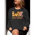 Love First Grade Happy Fall Thanksgiving Women 1st Teacher Women Crewneck Sweatshirt, First Grade Teacher Sweatshirts, funny gift