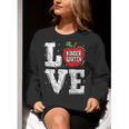 LOVE Kindergarten Teacher Student School Apple Women Crewneck Sweatshirt, funny gift LOVE Kindergarten Teacher Student School Apple Women Crewneck Sweatshirt, funny gift