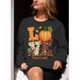 Love Preschool Teacher Turkey Thanksgiving Autumn Fall Women Crewneck Sweatshirt, funny gift