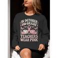 In October 2nd Grade Teachers Wear Pink Ribbon Breast Cancer Women Crewneck Sweatshirt, funny gift In October 2nd Grade Teachers Wear Pink Ribbon Breast Cancer Women Crewneck Sweatshirt, funny gift